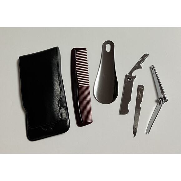 Vtg Mens 6-Pc Travel Nail Clipper Manicure Grooming Pouch Kit Made in Korea - Picture 3 of 6